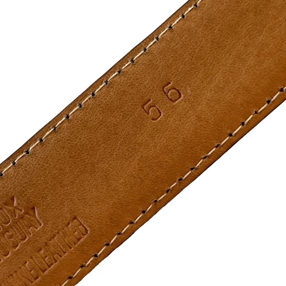 Mens Black‎ Leather Belt Size 56 USA-Gold Tone Buckle  1-1/8